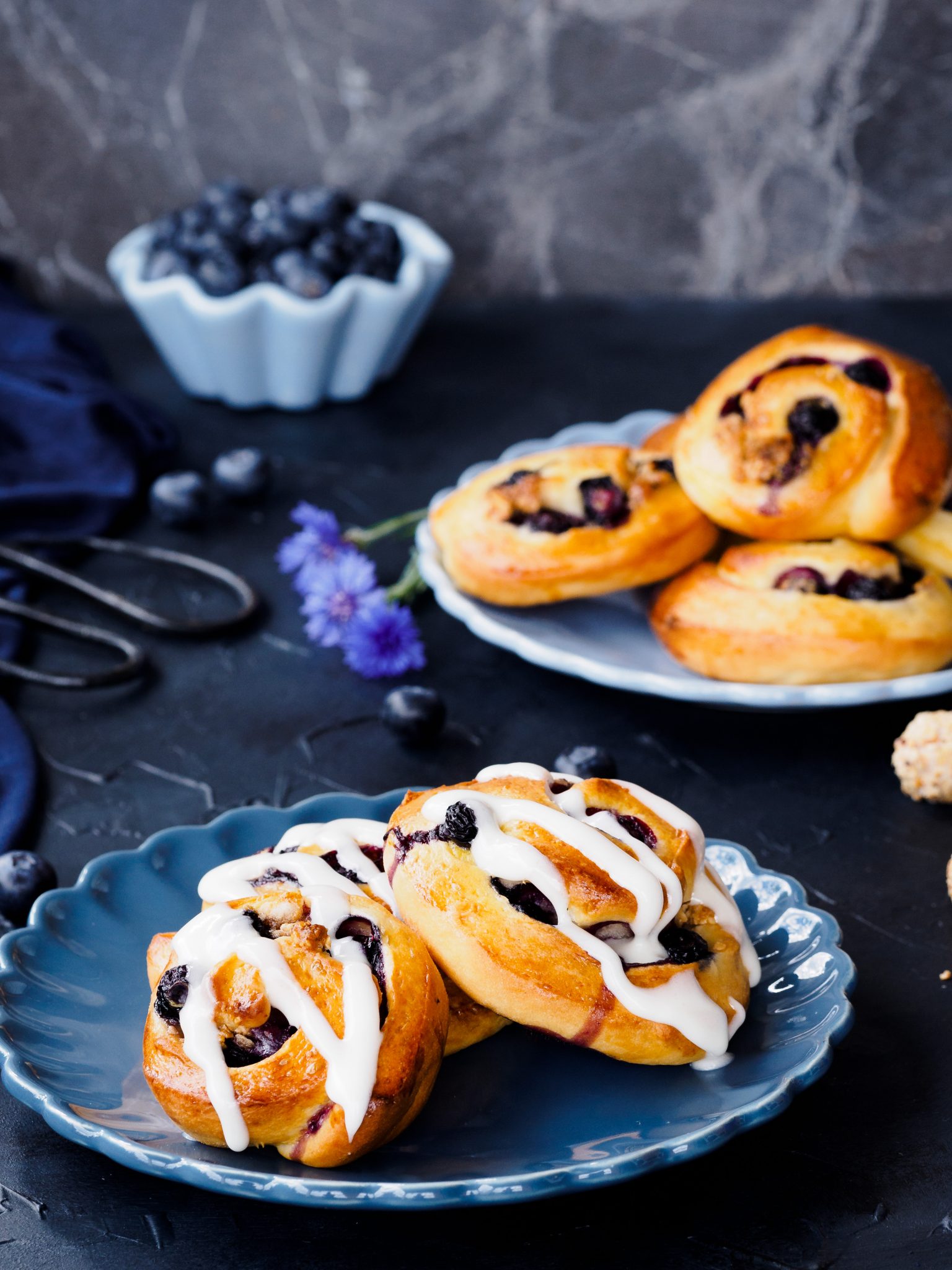 Hefeschnecken mit Blaubeeren