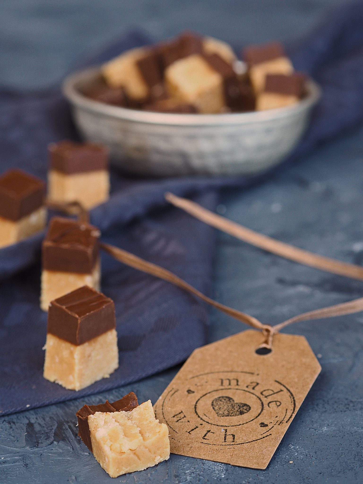 Erdnussbutter Fudge mit Schokolade