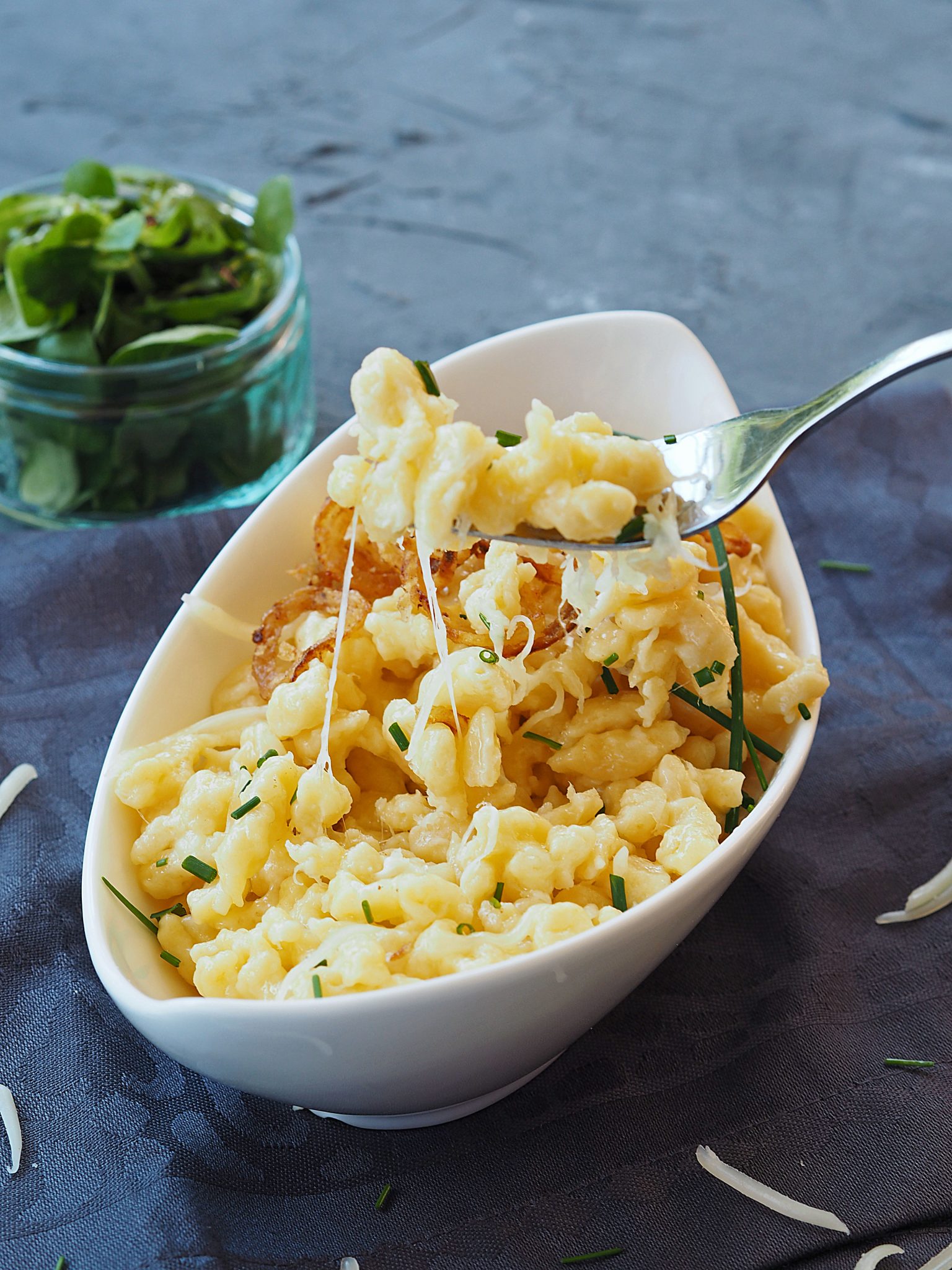 Käsespätzle mit Röstzwiebeln