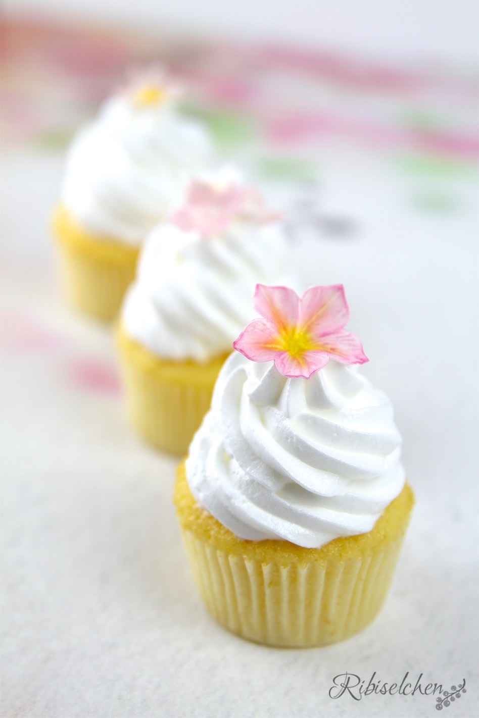 Cupcakes mit Zuckerblüten Anleitung